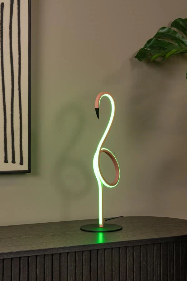 Lucide FLAMINGO - Lampe de table - LED Dim. - Rvb - Rose - ambiance 2